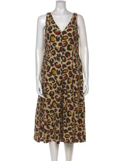 Pre-owned Farm Rio Printed V-neck Romper In Multi