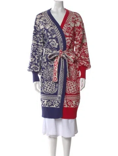 Pre-owned Farm Rio Printed V-neck Sweater In Multi