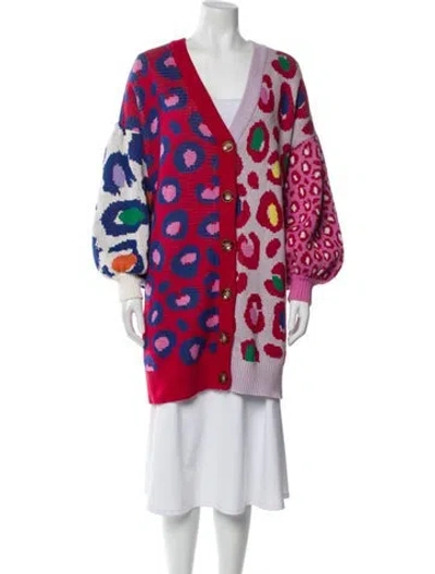 Pre-owned Farm Rio Printed V-neck Sweater In Multi