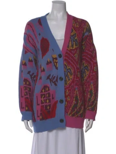 Pre-owned Farm Rio Printed V-neck Sweater In Multi