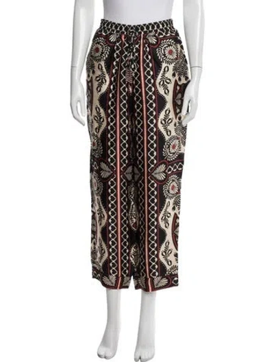 Pre-owned Farm Rio Printed Wide Leg Pants In Black