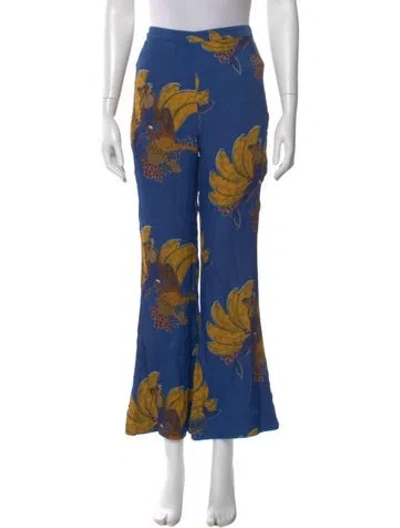 Pre-owned Farm Rio Printed Wide Leg Pants In Blue