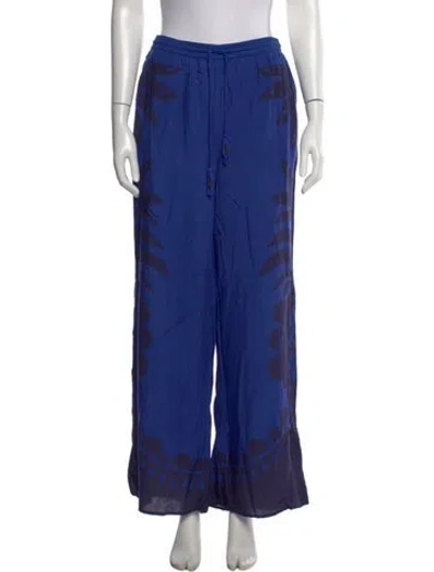 Pre-owned Farm Rio Printed Wide Leg Pants In Blue