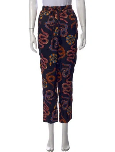 Pre-owned Farm Rio Printed Wide Leg Pants In Blue