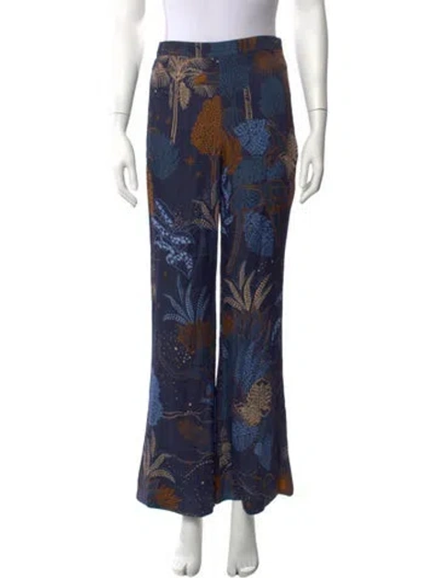 Pre-owned Farm Rio Printed Wide Leg Pants In Blue