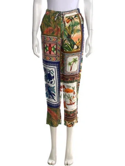 Pre-owned Farm Rio Printed Wide Leg Pants In Green