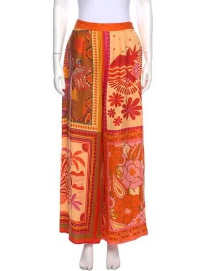 Pre-owned Farm Rio Printed Wide Leg Pants In Orange