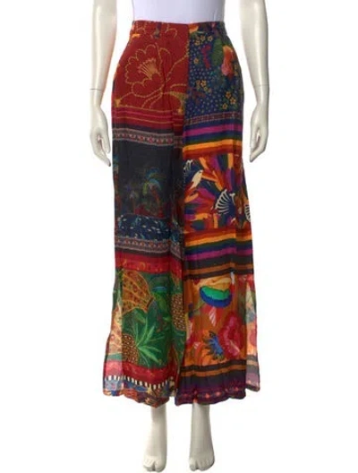 Pre-owned Farm Rio Printed Wide Leg Pants In Orange