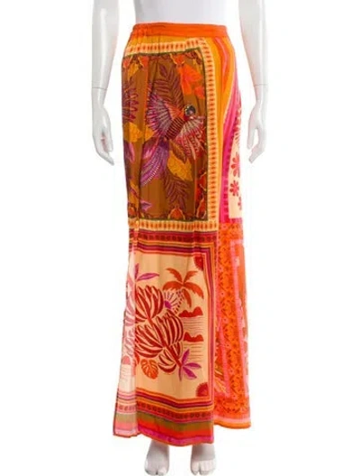 Pre-owned Farm Rio Printed Wide Leg Pants In Orange