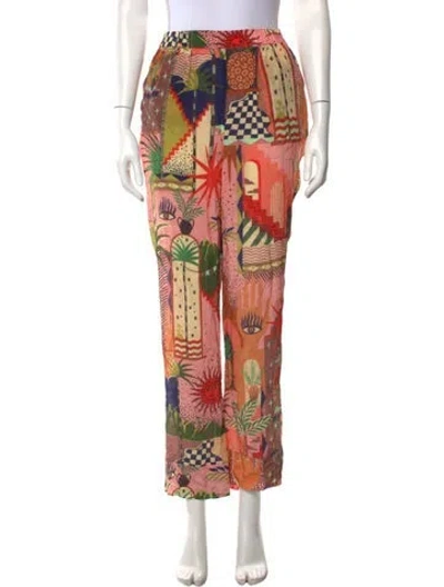 Pre-owned Farm Rio Printed Wide Leg Pants In Pink