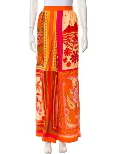 Pre-owned Farm Rio Printed Wide Leg Pants W/ Tags In Orange
