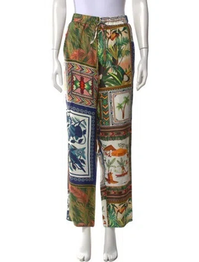 Pre-owned Farm Rio Printed Wide Leg Pants In White