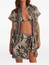 Farm Rio Printed Wrap Skirt In White