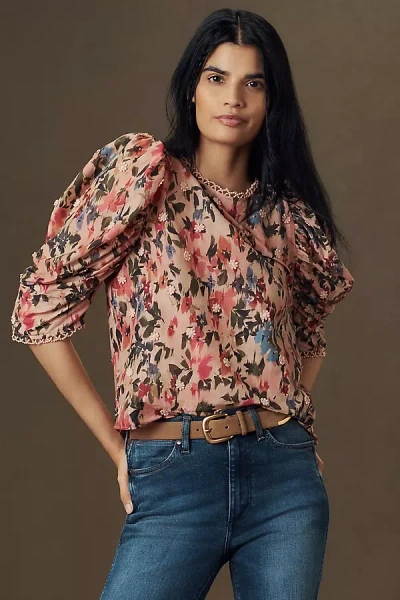 Farm Rio Puff-sleeve Floral Blouse In Multi