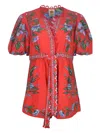 Farm Rio Sweet Bloom Bouquet Romper In Sweet Bloom Bouquet Red In Red