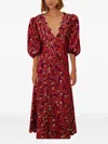 Farm Rio Bossa Banana Metallic Jacquard Maxi Dress In Red