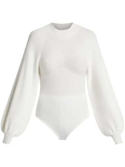 Farm Rio Puff Sleeves Knitted Top In White