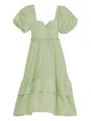 Farm Rio Puffed Short-sleeve Midi Dress In Green