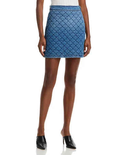 Farm Rio Quilted Denim Mini Skirt In Blue