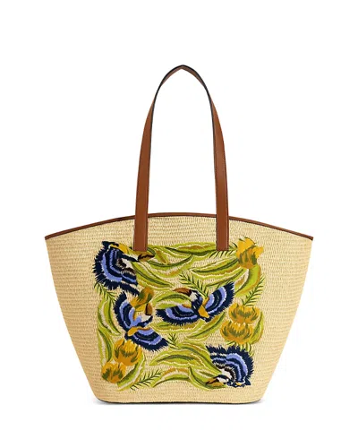 Farm Rio Raffia Basket Tote Bag In Neutral
