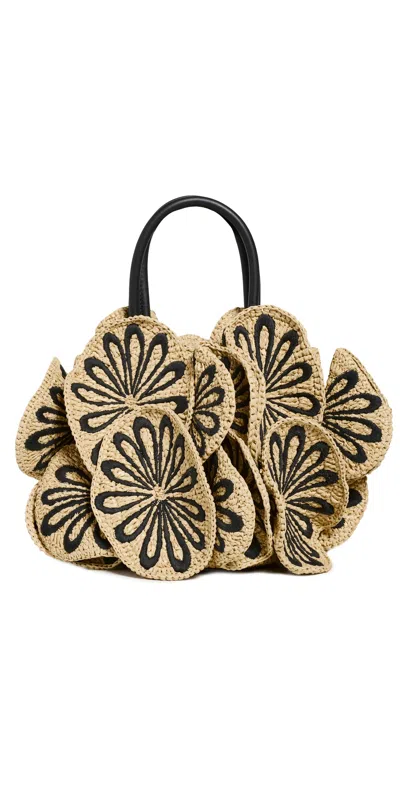 Farm Rio Raffia Flower Bag Black/natural L0145