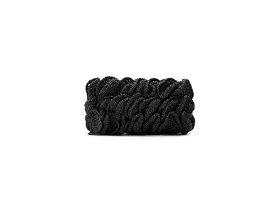 Farm Rio Raffia Flower Clutch Handbags Black: One Size