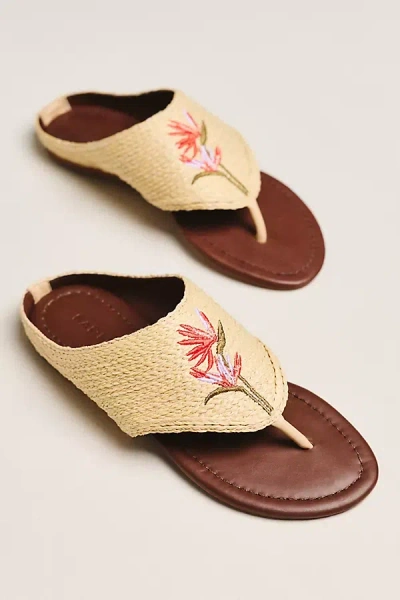Farm Rio Raffia Icon Thongs In Neutral