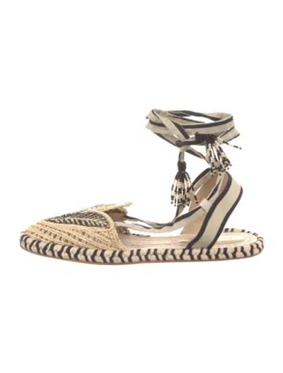 Pre-owned Farm Rio Raffia Printed Espadrilles In Neutrals