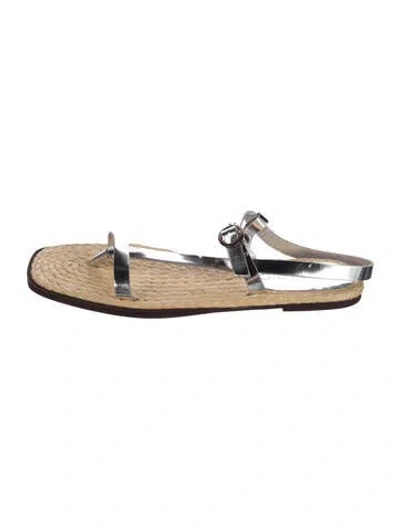 Pre-owned Farm Rio Raffia Sandals In Gold