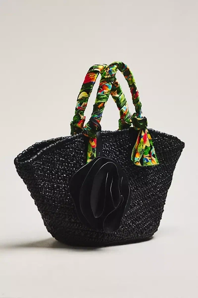 Farm Rio Raffia Tote In Black