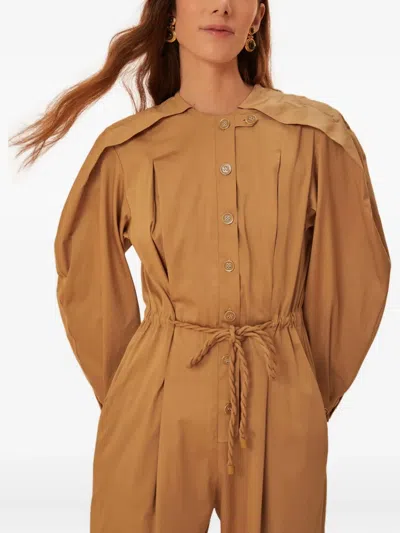 Farm Rio Raglan-sleeve Jumpsuit In Brown