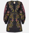 Farm Rio Ravenala Floral-print Cotton-poplin Mini Dress In Black