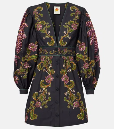 FARM RIO RAVENALA FLORAL COTTON SHIRT DRESS