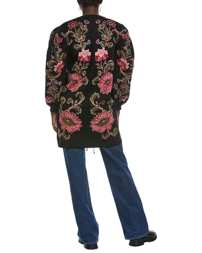 Farm Rio Ravenala Knit Wool-blend Cardigan In Black