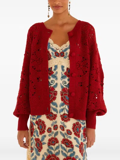 Farm Rio Red Acrylic Polyamide Wool Sweater