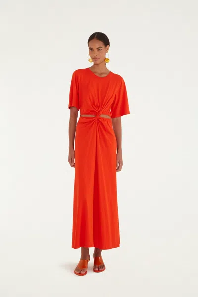 Farm Rio Red Artsy Flora Cut-out Organic Cotton Maxi Dress