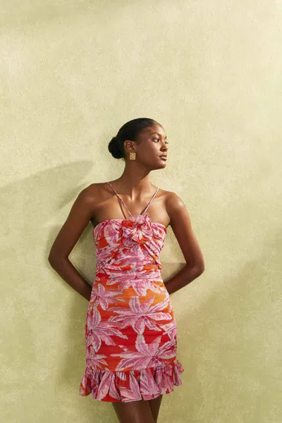 red coconut tree mini dress Farm Rio Red Coconut Tree Mini Dress In Coconut Tree Red