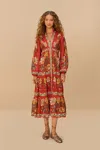 fitted lace wedding dress Natalia Long Sleeve Tea Dress-Red, Delicate Carnation main image 0