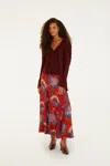 Farm Rio Red Luang Lenzing Maxi Skirt In Red