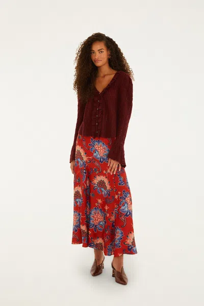 Farm Rio Red Luang Lenzing Maxi Skirt