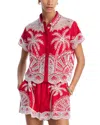 Farm Rio Palm Tree Buttondown Shirt In Red