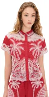 Farm Rio Palm Tree Buttondown Shirt In Red