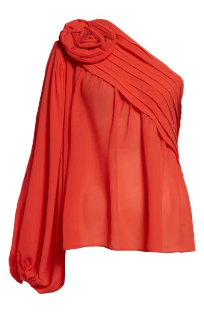 Farm Rio Red Rose One-shoulder Top