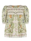 Farm Rio Scoop Neck Short Sleeve Blouse Folk Floral Off-white In Neutrals