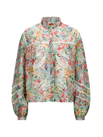 Farm Rio Rendeira Cutwork Blouse In Multi