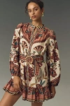Farm Rio Belted Mini Shirt Dress In Multicolor