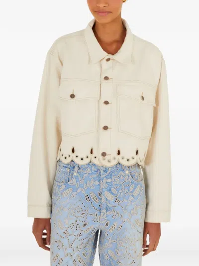 Farm Rio Richelieu Cut-out Cropped Jacket In Neutral