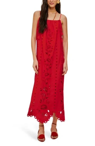 Farm Rio Red Flowers Richelieu Lenzing Ecovero Euroflax Maxi Dress