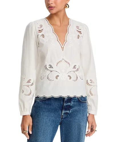Farm Rio Richelieu Embroidered Top In White