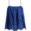 Farm Rio Richelieu Eyelet Embroidered Linen Blend Camisole